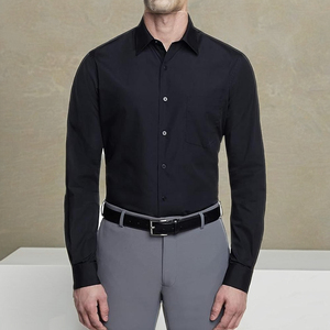 Chemise tissée ajustée pour homme, style business décontracté, boutons recouverts, infroissable, séchage rapide, légère, respirante, en tissu de coton doux - Product Image 2