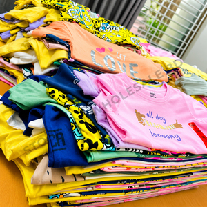 T-shirt pour enfants en coton respirant imprimé Cœur Battant, surplus de t-shirts, col rond, lot de stock restant, Bangladesh, t-shirts de couleur unie - Product Image 4
