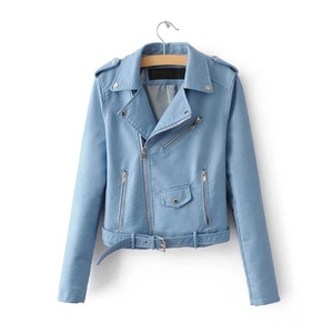 Veste en cuir de vache véritable 100% pour femme, rouge, style motard, fermeture éclair, ceinture à la taille, longueur normale, manches longues, style biker, hiver - Product Image 3