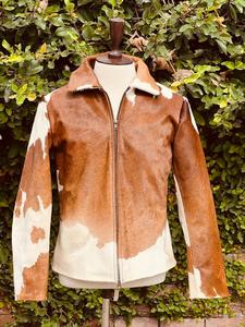 Men's Genuine Cowhide Hair <b>Leather</b> <b>Jacket</b> Animal Print Breathable Eco-Friendly Windproof Zipper Closure Turn-down Collar Casual - Product Image 1
