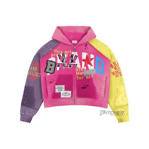 Sweat à capuche ample personnalisé brodé et imprimé numériquement en coton épais 500 g/m² effet vieilli pour homme – Collection Hiver Streetwear - Product Image 3