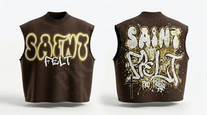 Camiseta de Verano para Hombre, Estilo Urbano, Cuello Redondo, Holgada, Sin Mangas, Transpirable, 100% Algodón, Hip Hop, con Logotipo Personalizado - Product Image 2