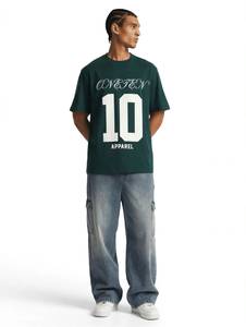 T-shirt vert oversize pour homme OveteN 10, manches courtes, style streetwear, jersey en coton, col rond, imprimé avec des lettres - Product Image 1
