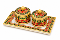 Ensemble de 2 assiettes en marbre faites à la main, assiettes de service décoratives, boîte cadeau, décoration de la maison
