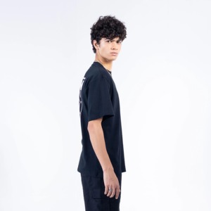 Men's Black Short Sleeve <b>T</b>-Shirt 100% Cotton Jersey Regular Fit O-Neck Casual Letter Print <b>Back</b> Logo Knitted Fabric - Product Image 1
