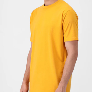 T-shirt pour homme, coupe classique, jaune, tricoté, 100% coton, respirant, col rond, manches courtes, logo personnalisé, écologique, uni - Product Image 6