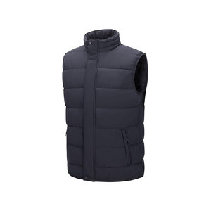 Gilet matelassé bleu marine pour homme avec col montant et fermeture éclair, coupe-vent, vêtement d'extérieur décontracté pour l'hiver - Product Image 3