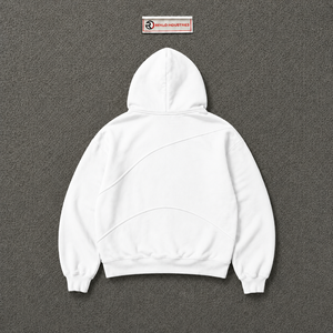 Custom <b>White</b> Oversized Hoodie <b>Men</b> Streetwear Pullover With Curved Seam Design Drop Shoulder Fashion Casual Hooded <b>Sweatshirt</b> Top - Product Image 6