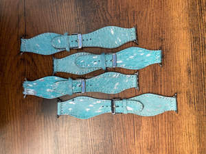 Custom Manufacturer Cowhide Leather <b>Watch</b> Strap Hair on Turquoise Metallic Smart <b>Watch</b> Band Handmade Genuine Leather <b>Watch</b> Bands - Product Image 4