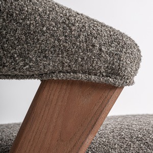 Silla de comedor minimalista moderna, silla de madera tapizada en boucle de lujo para muebles de hotel, villa o cafetería - Product Image 6