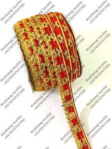 Encaje Elástico Personalizado de 1.2cm con Lentejuelas y Diseño Paisley, Ecológico, de Mezcla de Poliéster, en Colores de Moda, para Zapatos, Bolsos y Disfraces - Product Image 4