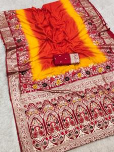 Sari Tradicional Indio de Seda Dola con Tejido Meenakari para Eventos Festivos, Sari Elegante para Bodas para Mujeres - Product Image 5