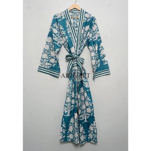 Kimono de Manga Larga 100% Algodón, Transpirable, Ecológico, Talla Única, Aprox. 50 Pulgadas, Silueta Recta, Proveedor de India - Product Image 4