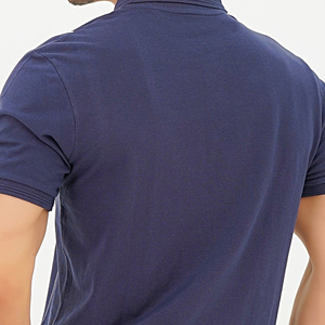 Conjunto de Camiseta Polo y Pantalones Cortos Azul Marino para Hombre, Tejido de Algodón Sólido, Atuendo Casual de Verano, Transpirable, Sin Costuras, Dos Piezas - Product Image 5