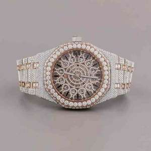 Luxury Men's Analog Analog Moissanite <b>Diamond</b> <b>Watch</b> Antique Stainless Steel Band Glass Exclusively Fashionable Perfect Gift for - Product Image 1