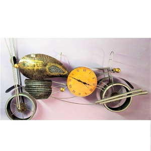 HOME GENIE Metal Motorcycle Table <b>Clock</b> with Antique Finish | Vintage Bike Shaped <b>Desk</b> <b>Clock</b> for Home Office Living Room Decor - Product Image 2