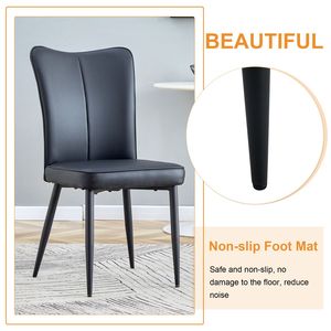 Tavolo da Pranzo Moderno Bianco con Effetto Marmo, Piano in Vetro, Base in MDF Nero e Gambe in Metallo Nero, Set Tavolo e Sedie - Product Image 5