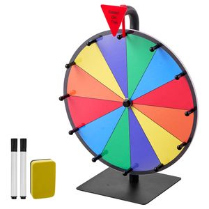 Ruleta de Premios Giratoria de 12 Pulgadas con Soporte de Mesa, Ruleta de la Fortuna, 2 Marcadores de Borrado en Seco, 6 Ranuras para Premios y Promociones - Product Image 1