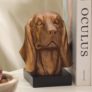 Ensemble de serre-livres en forme de tête de beagle en aluminium moulé, design moderne, finition bronze, support décoratif pour livres sur le thème des animaux, sculpture sur le thème des animaux de compagnie - Product Image 4