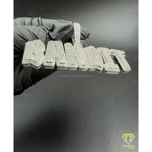 Luxury " BANDIT " <b>Iced</b> <b>Out</b> Pendant Hip Hop Necklace Bling Lab Grown Diamond <b>Chain</b> Statement Gift - Product Image 5