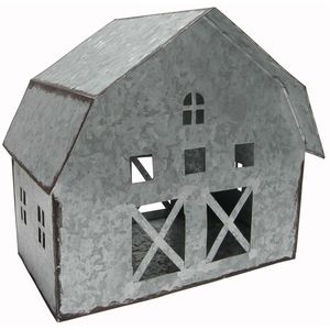 Lanterne porte-bougie rustique en métal gris, style ferme, finition zinc, pour décoration de maison de campagne - Product Image 4