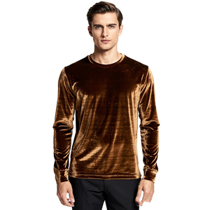 T-shirt en velours à manches longues pour homme, style été, vêtements de mode, t-shirts en velours pour homme, t-shirt en velours à col rond pour homme - Product Image 1