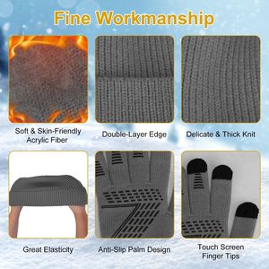 Winter Warm 3Pcs Scarf Hat & <b>Gloves</b> Set Long Neck Beanie Skull Cap Knitted <b>Touch</b> <b>Screen</b> <b>Gloves</b> & Scarf for Winter Sports - Product Image 6