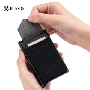 TILONSTAR TWM103e Men Minimalist Aluminum Wallet Pop up Rfid Wallet Business <b>Card</b> Holder <b>Card</b> Case - Product Image 4