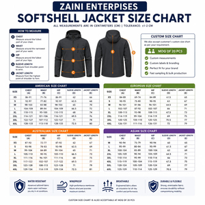 เสื้อแจ็คเก็ตซอฟต์เชลล์กันน้ำ 220 GSM ผ้าโพลีเอสเตอร์ผสมสแปนเด็กซ์ ซิปหน้า คอตั้ง ทรงเข้ารูป สีกรมท่า ลายพิมพ์แบบรีดร้อนตามสั่ง - Product Image 3