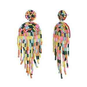 Pendientes Colgantes Bohemios Coloridos con Cuentas Hechos a Mano, Cuentas de Semillas, Color y Tamaño Personalizables para Mujeres y Niñas - Product Image 4