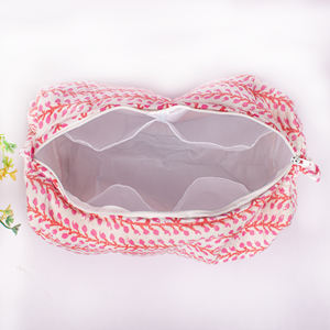 Handmade Eco-Friendly Large Capacity Quilted Cotton Cosmetic <b>Bag</b> Portable Block Printed for Storage Unisex - Product Image 5