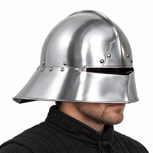 Casco Sallet Alemán Hecho a Mano, Réplica de Acero Suave, Armadura Medieval, Forma Artística Coleccionable, Calibre 18, Estilo Europeo, TV - Product Image 2