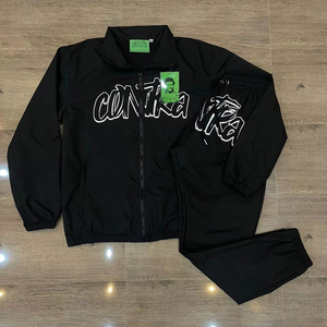 100% Nylon Tracksuit <b>Black</b> Custom logo Color Blocked Customized Training Wears Men Tracksuit Comfort <b>Windbreaker</b> Tracksuits - Product Image 1