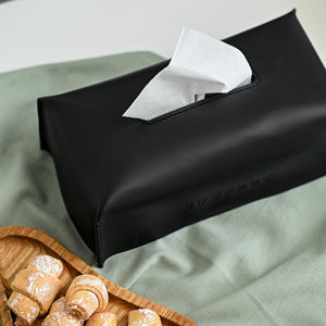 Boîte à mouchoirs en cuir véritable haut de gamme, anti-odeur, simple et décontractée, faite à la main, avec bouton décoratif premium - Product Image 4