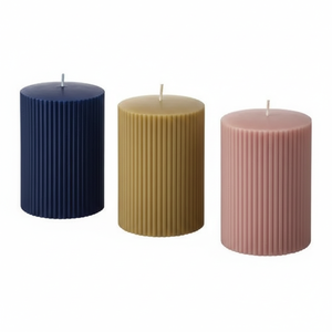 Premium Ribbed Pillar <b>Candle</b> Crafted from high-quality wax, stylish touch to living rooms, bedrooms, dining tables and <b>weddings</b>. - Product Image 1
