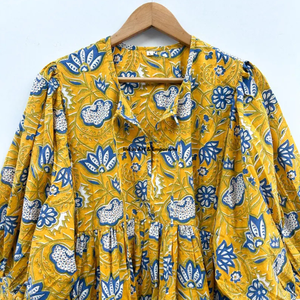 Beautiful floral Cotton Block Printed dress Dress For Casual wear Hand Block Printed Dress - Product Image 3