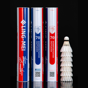 Volants <span class=keywords><strong>de</strong></span> <span class=keywords><strong>badminton</strong></span> en plumes d'oie LING-MEI 70 pour tournoi local - Vol stable - Vitesse 76 77 78 - Product Image 4