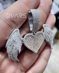 จี้รูปหัวใจปีกนางฟ้า เงินแท้ 925 ประดับเพชรระยิบระยับ จี้รูปหัวใจแบบซับลิเมชั่น จี้ปีกแบบฮิปฮอป เครื่องประดับฮิปฮอป - Product Image 4