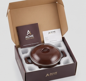 Casserole ronde en fonte émaillée Acme Metal Premium avec couvercle, design classique durable, pour cuisinières à gaz et à induction - Product Image 5