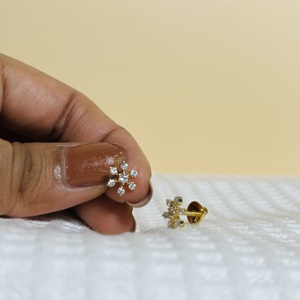 Pendientes de Diamantes Naturales con Corte Brillante Redondo en Forma de Flor para Mujer, Cultivados en Laboratorio, Color H, Certificación GGL, Estilo Clásico para Boda - Product Image 2
