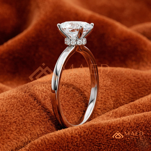 Elegant 925 Sterling <b>Silver</b> Oval Cut Solitaire Diamond Engagement <b>Ring</b> with Classic <b>Plain</b> Band for Women - Product Image 2