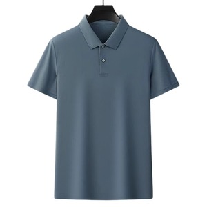 เสื้อเชิ้ตแขนสั้นผู้ชายสำหรับฤดูร้อน สไตล์ลำลองธุรกิจ ระบายอากาศได้ดี ผ้าไม่ถักทอ น้ำหนัก 180 กรัม ผ้าฝ้ายลายเรียบ ปักโลโก้ที่คอเสื้อ ปกเสื้อพับได้ - Product Image 3