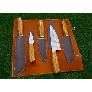 Ensemble de couteaux de chef professionnels en acier Damas, 5 pièces, manche en bois de rose, écologique, artisanat international, minimum 10 pièces - Product Image 4