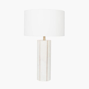 Lámpara de mesa de mármol de alta gama que exhibe una geometría cilíndrica suave, textura de mármol natural auténtica e iluminación ambiental superior. - Product Image 2