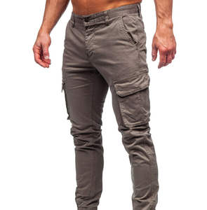 Pantalon cargo décontracté en toile de couleur unie avec logo personnalisé, pantalon de sport respirant à séchage rapide pour hommes, idéal pour l'hiver - Product Image 3