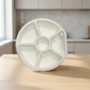 Best Quality 9 Inch 6CP Round Plate <b>Pulp</b> Moulded Disposable Heavy Duty Compostable Food Plate for Commercial Catering Services - Product Image 4