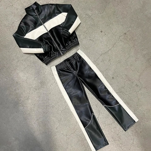 Nouvel Arrivage – Ensemble Survêtement Homme 2 Pièces en Cuir Hiver Haute Qualité, Lourd et Respirant pour la Course - Product Image 1