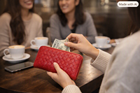 Dompet pendek wanita WRIZA dari kulit PU dengan tekstur anyaman, penutup ritsleting aman, desain mewah buatan tangan premium, edisi spesial.