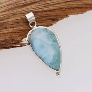 Handmade Pear Larimar Pendant 925 Sterling <b>Silver</b> Designer Jewelry Luxury Gift For Women Elegant Necklace - Product Image 4
