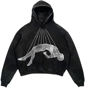 Sudadera con capucha de invierno para hombre con estampado French Terry Dtg de 500g/m2 con logotipo personalizado, tejido con forro lavado ácido vintage impermeable - Product Image 5